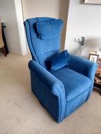 Blauwe Relaxfauteuil met Voetenbank, Ophalen, Gebruikt, Minder dan 75 cm, 75 tot 100 cm
