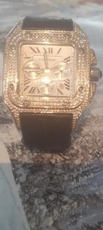 Mooie heren cartier horloge, Overige merken, Overige materialen, Leer, Polshorloge