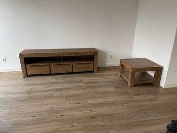 Mangohouten Salontafel & TV-Meubel Set beschikbaar voor biedingen