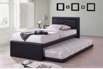Eenpersoons bed met uitschuifbed zwart met matras, Huis en Inrichting, Slaapkamer | Bedden, Overige materialen, 90 cm, Gebruikt