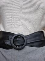 Vintage brede leren riem, 80 tot 90 cm, 5 cm of meer, Zwart, Ophalen of Verzenden