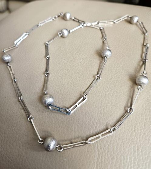Prachtige zilveren (835) LANGE ketting met zilveren BALLEN, Sieraden, Tassen en Uiterlijk, Kettingen, Zo goed als nieuw, Zilver