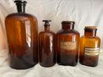 4 Vintage apothekers flessen en potten hoogte 35 tot 21 cm, Ophalen of Verzenden