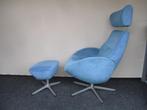NIEUWSTAAT Conform Globe design relax fauteuil blauw stof, Huis en Inrichting, Fauteuils, Verzenden, Zo goed als nieuw, Metaal