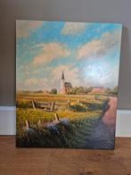 Schilderij Texel met Kerk van Gerd Jan Roos, Antiek en Kunst, Ophalen