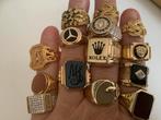 Antieke vintage gouden heren ringen edelstenen 14/18/22 kar, 20 of groter, Verzenden, Heer, Zo goed als nieuw