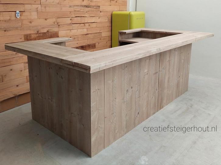 U-bar steigerhout overkapping koelkast ruimte balie toonbank, Huis en Inrichting, Barren, Nieuw, Ophalen of Verzenden