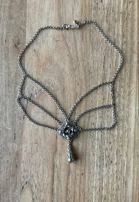 art deco nouveau sieraden filigrain armband halsketting set, Ophalen of Verzenden, Zilver, Overige typen