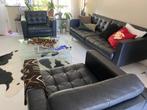 Bank Fauteuil leer zwart IKEA Landskrona, Huis en Inrichting, Ophalen, Gebruikt, Driepersoons, Rechte bank