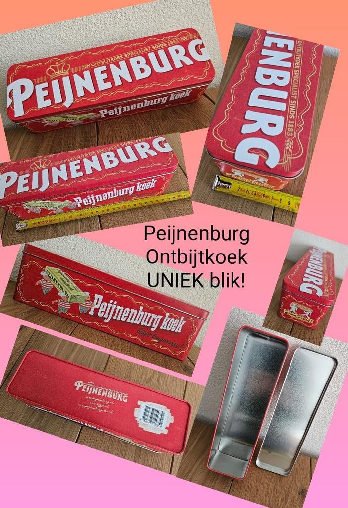 'Peijnenburg koek blijft langer vers' uniek blik 30 x 8 cm!, Verzamelen, Blikken, Ophalen of Verzenden, Nieuw, Koek(jes)