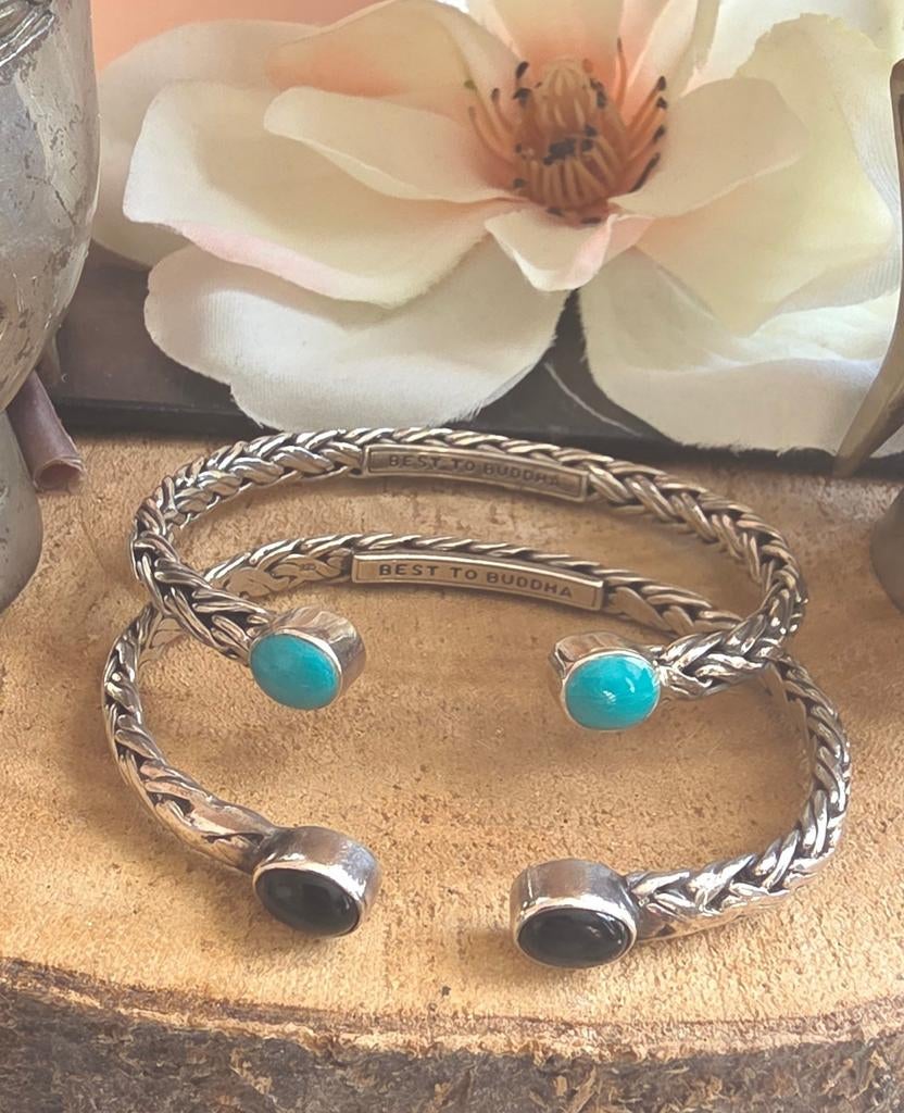 Best to Buddha armband Katja met onyx of Turquoise maat 20, Nieuw, Ophalen of Verzenden, Met edelsteen, Zilver