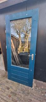 Hardhouten buitendeur achterdeur dubbelglas, Doe-het-zelf en Verbouw, Deuren en Horren, Ophalen, Gebruikt, 80 tot 100 cm, Buitendeur