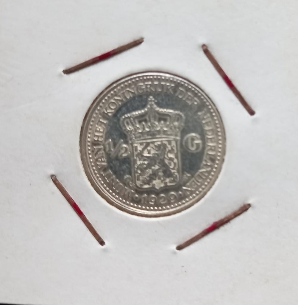 zilveren halve gulden  1929, Postzegels en Munten, Munten | Nederland, Ophalen of Verzenden, Koningin Wilhelmina, ½ gulden, Losse munt