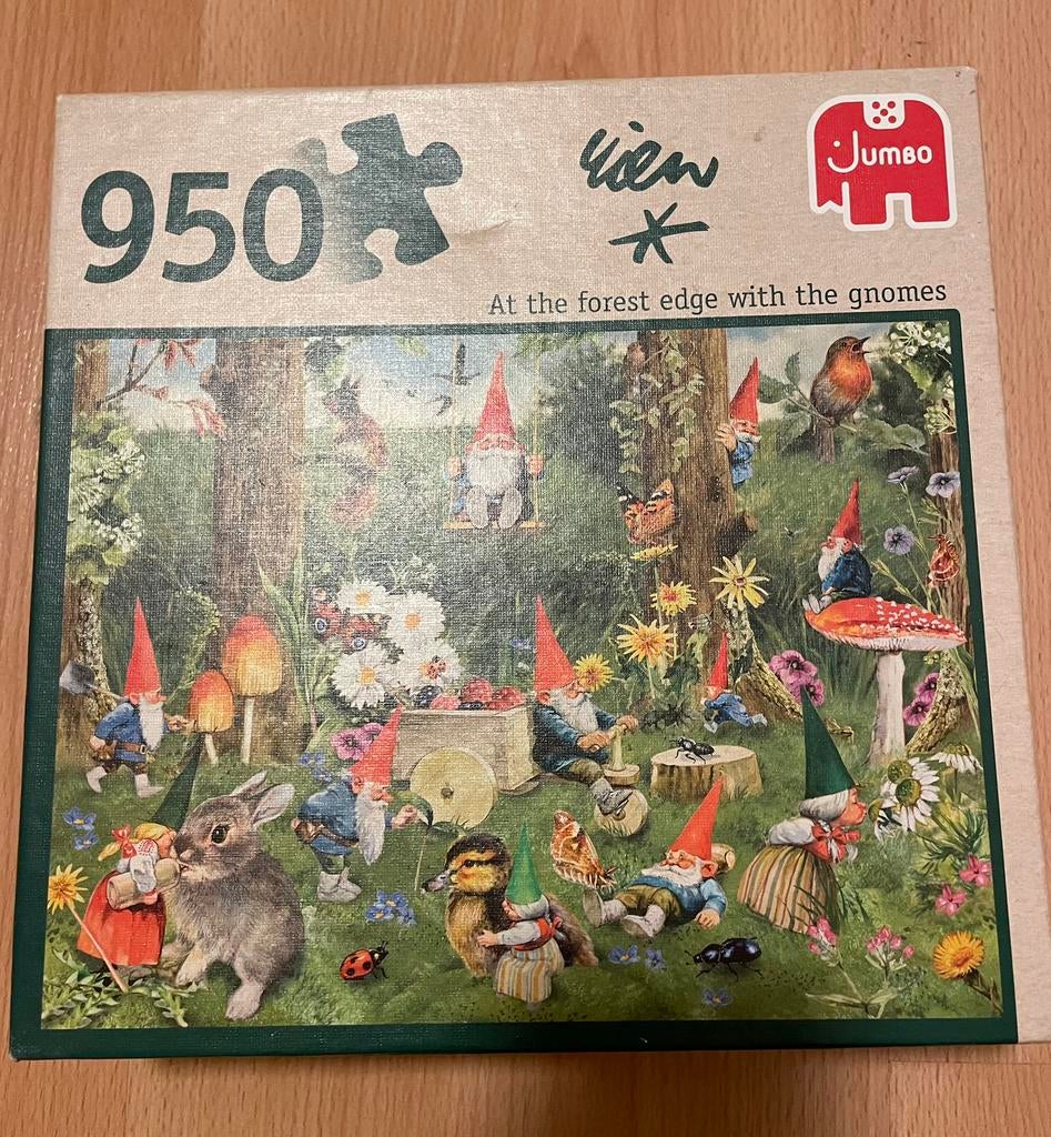 Leuke Jumbo legpuzzel kabouters Rien Poortvliet 950 st, Ophalen of Verzenden, 500 t/m 1500 stukjes, Zo goed als nieuw, Legpuzzel