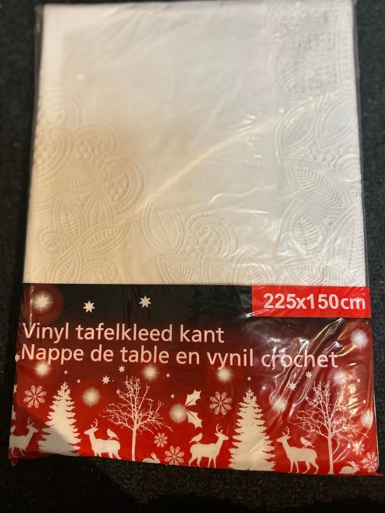 Vinyl Tafelkleed Kant 225x150 cm wit, Huis en Inrichting, Tafelkleden, Ophalen of Verzenden, Nieuw, Rechthoek, Binnen