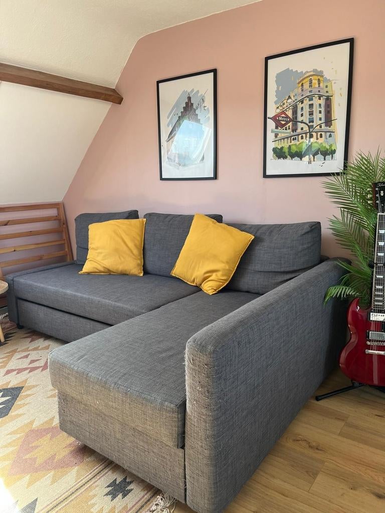 IKEA FRIHETEN slaapbank - Grijs, Ophalen, Gebruikt, Modern, Functioneel, Hoekbank