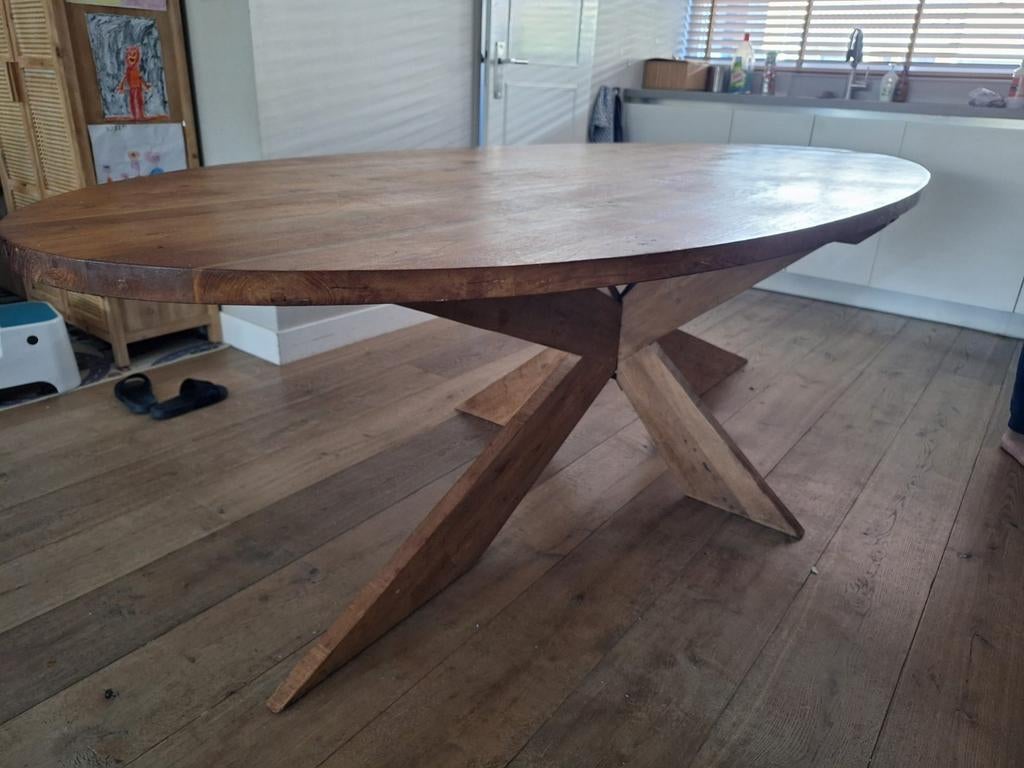 Houten ovalen eettafel 260 bij 120, Huis en Inrichting, Tafels | Eettafels, Ophalen, Ovaal, 150 tot 200 cm, 100 tot 150 cm