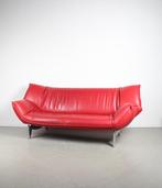 ACTIE!! 1x Leolux Tango 3-zits/223cm Bank Rood Leer – Chroom, Niet ingevuld, Niet ingevuld, Driepersoons, Ophalen of Verzenden
