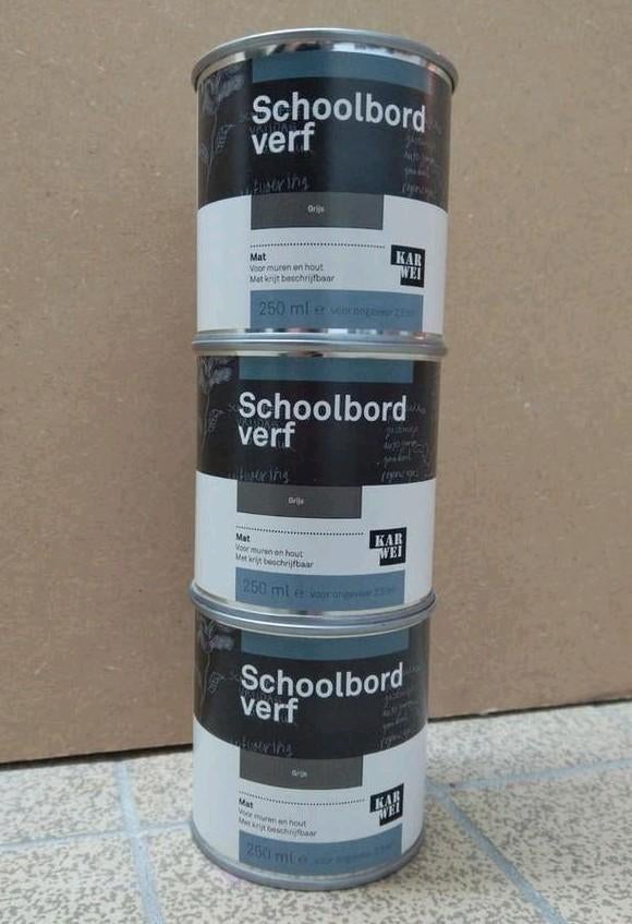 Karwei Schoolbordverf Mat Grijs 3x 250 ml - NIEUW, Ophalen, Nieuw, Verf, Grijs