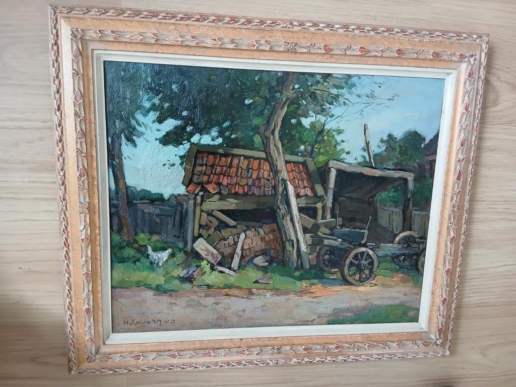 Oud olieverf  ( Hendrik van Leeuwen  van Oudewater) 1890 - 1, Antiek en Kunst, Ophalen of Verzenden
