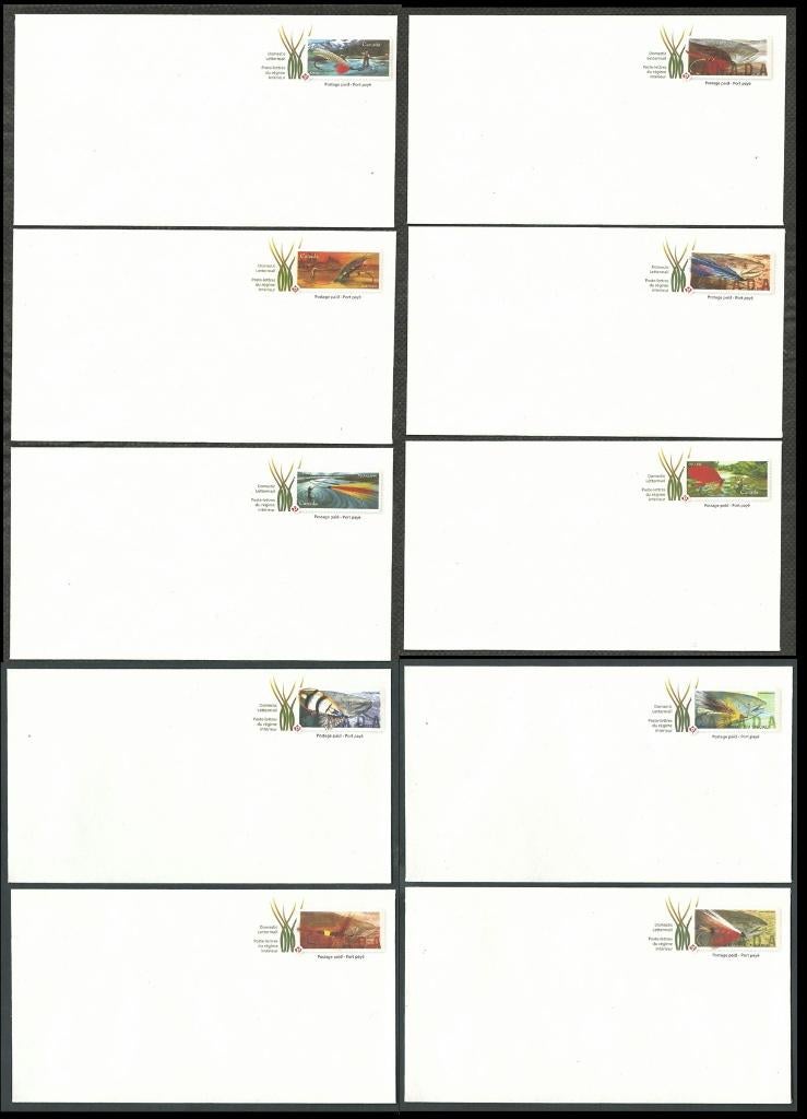 CANADA 2009 10x Fly Fishing Postage Paid Envelopes (klein), Verzenden, Postfris, Noord-Amerika