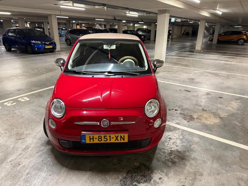 Fiat 500 1.2 C 2010 Rood cabrio, Voorwielaandrijving, 4 cilinders, Leder en Stof, Bedrijf