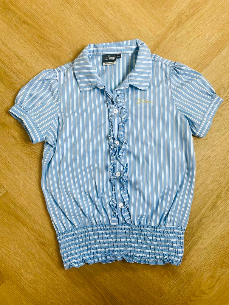 Retour blauw gestreept bloesje maat 146, Kinderen en Baby's, Kinderkleding | Maat 146, Verzenden, Nieuw, Meisje, Overhemd of Blouse