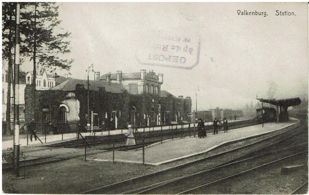 Ansichtkaart station Valkenburg, Ophalen of Verzenden, 1920 tot 1940, Gelopen, Limburg