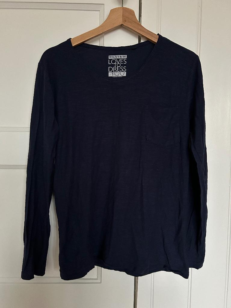 Donkerblauw shirt lange mouw Review - mt S, Blauw, Ophalen of Verzenden, Zo goed als nieuw, Review