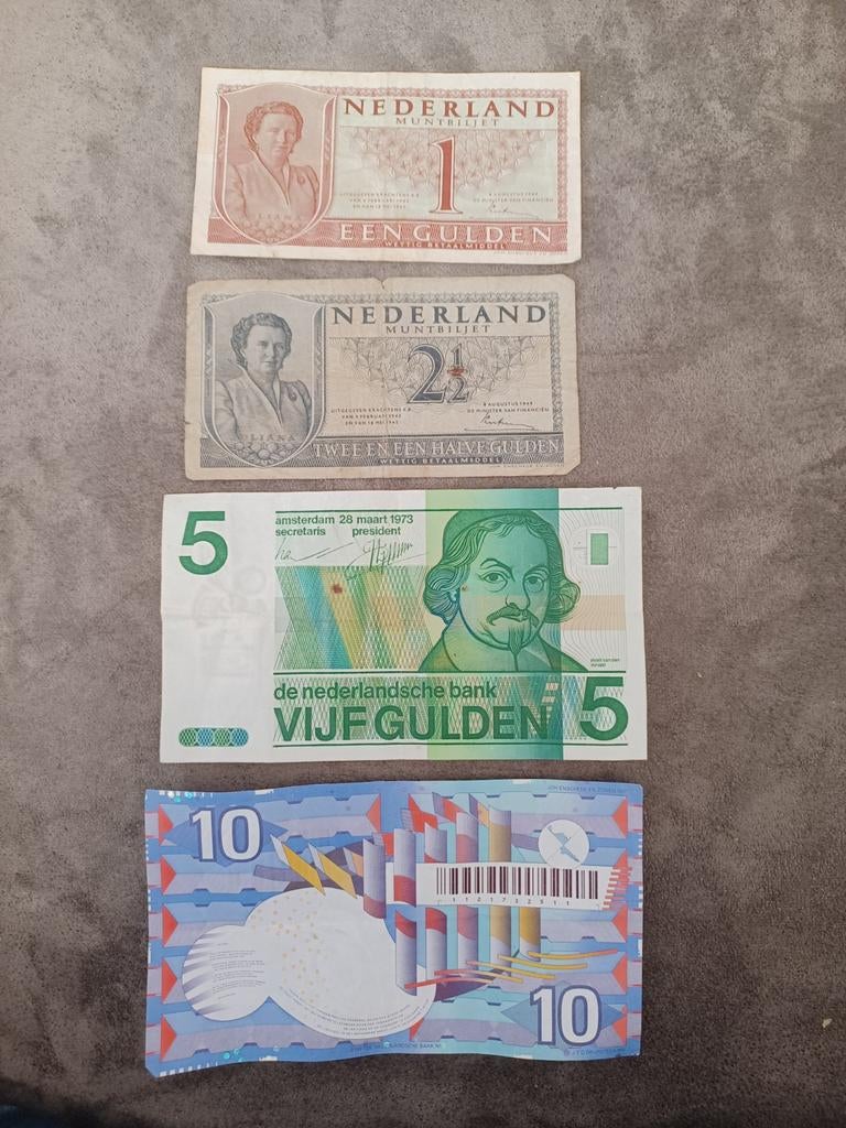 Set van 4 oude Nederlandse gulden bankbiljetten, Ophalen of Verzenden, 1 gulden, Setje