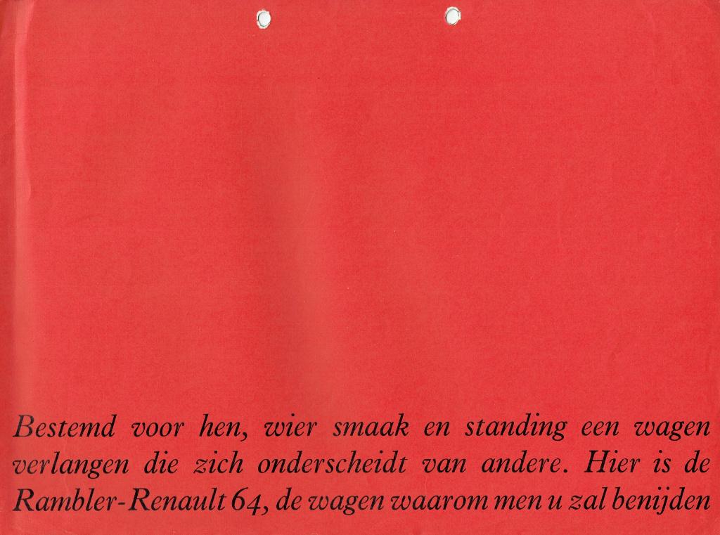 Folder Renault Rambler (1964), Verzenden, Gelezen, Renault