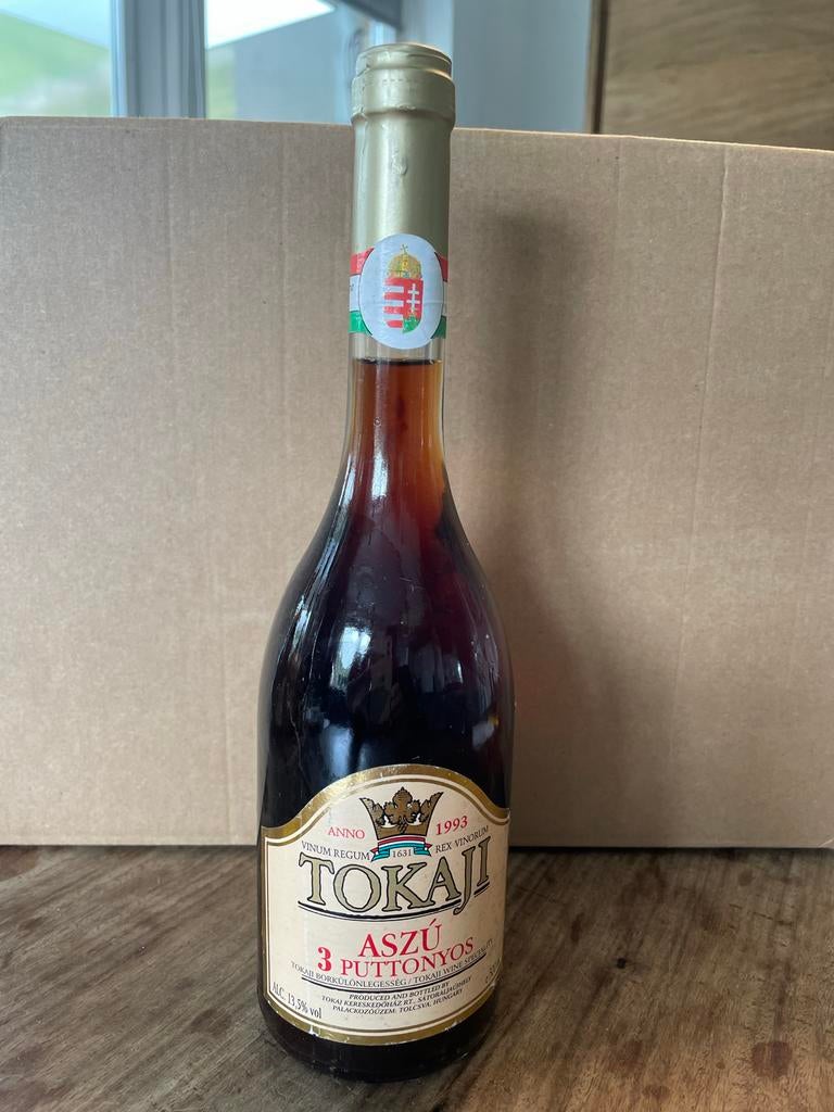 Tokaji Aszú 3 Puttonyos 1993 - Hongaarse dessertwijn, Gebruikt, Overige gebieden, Ophalen of Verzenden, Witte wijn