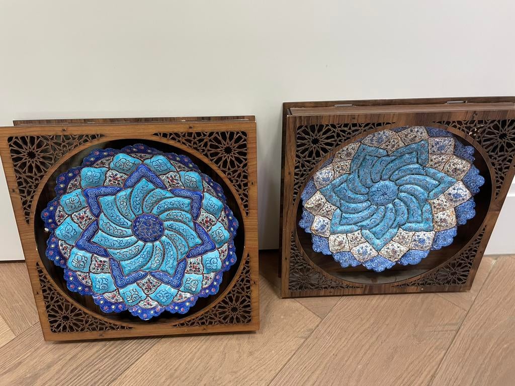 Wandborden vintage Mina Kari emaille kunst, Ophalen of Verzenden