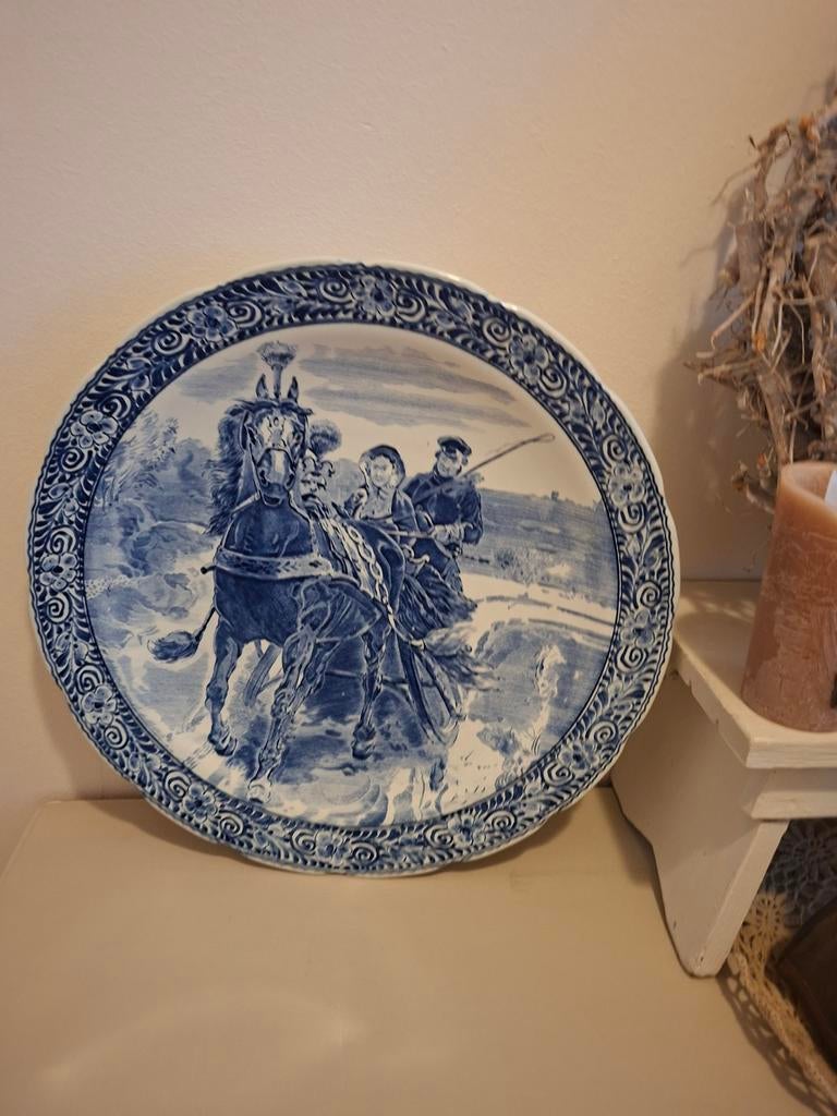 Groot Delfts blauw bord, 38 cm, Royal Boch, Antiek en Kunst, Ophalen of Verzenden