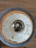 Stallamp met emaille kap en mondgeblazen schutglas, Ophalen of Verzenden