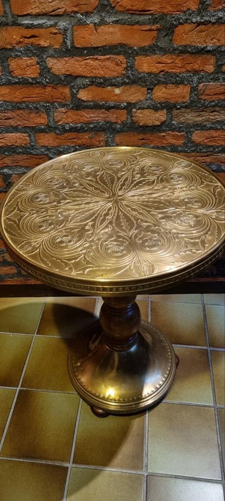 Messing/koperen tafel uniek exemplaar, Ophalen of Verzenden