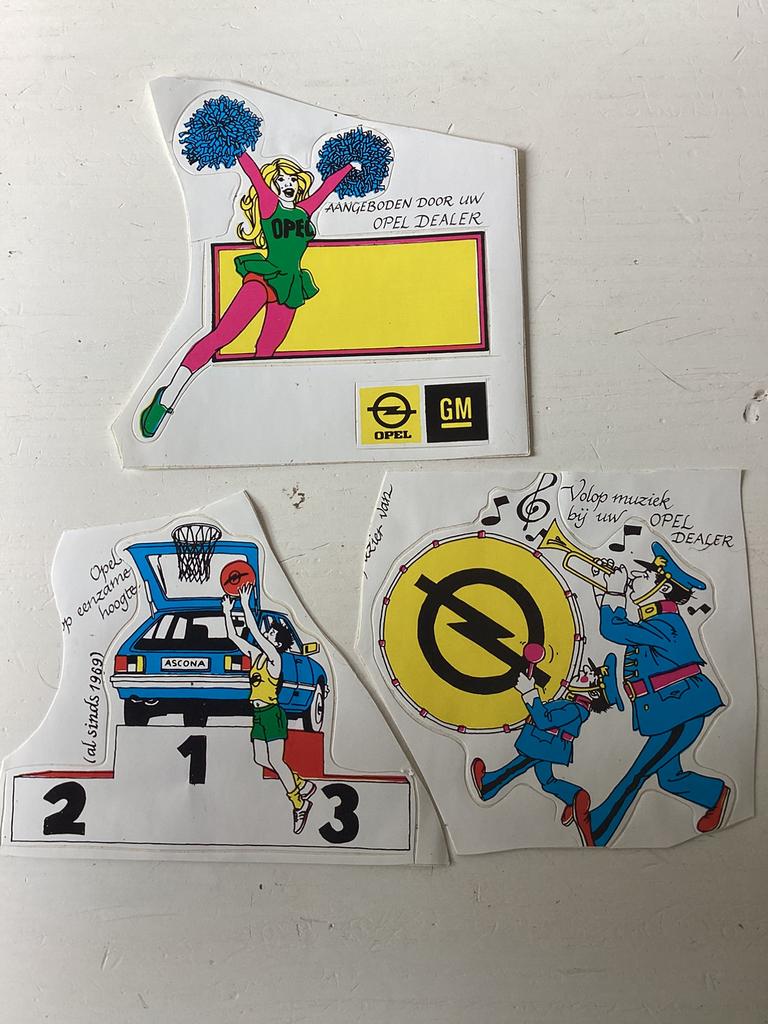 3 stickers Opel (GM/strip), Verzamelen, Stickers, Verzenden, Zo goed als nieuw, Auto of Motor