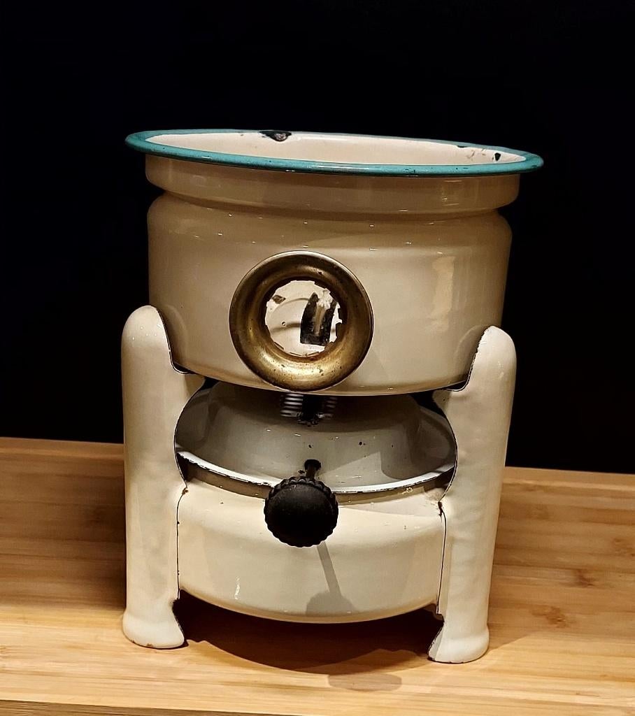 Emaille petroleumstel 1 pits crème, Ophalen of Verzenden