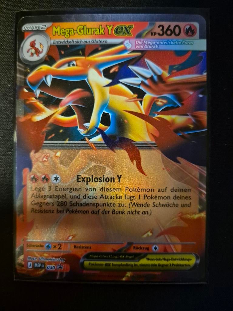 Mega-Glurak Y EX Pokémon kaart - Zeldzaam en krachtig, Ophalen of Verzenden, Zo goed als nieuw, Losse kaart, Foil