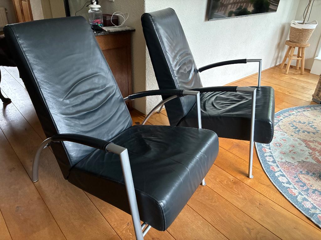 2 Harvink De Club design fauteuils leer, Ophalen, Zo goed als nieuw, 50 tot 75 cm, Leer