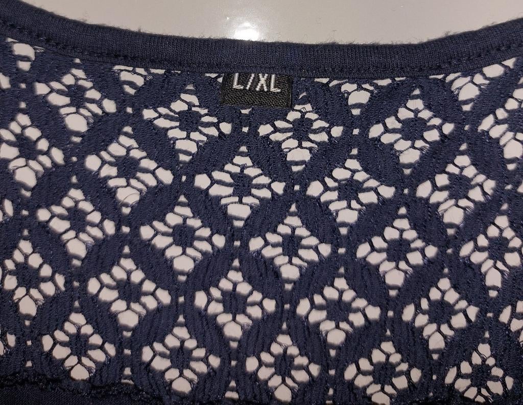 Donkerblauwe jurk met kanten bovenkant, Ophalen of Verzenden