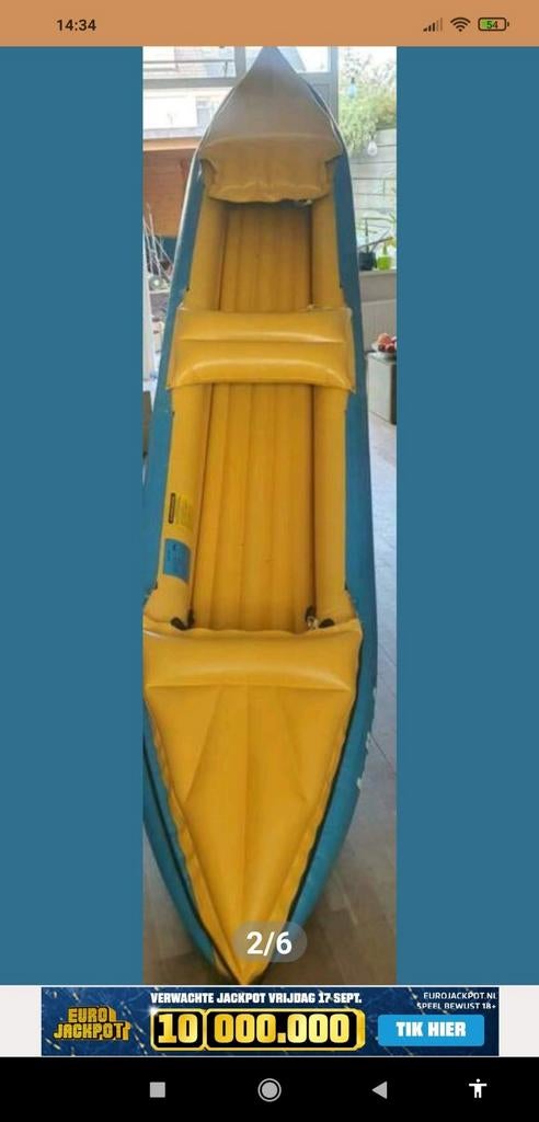 Opblaasbare Canadese Kano, Watersport en Boten, Ophalen, Twee personen, Canadese kano of Open kano, Gebruikt