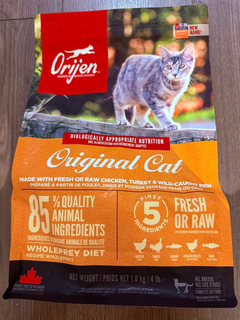 Orijen, original cat, 1.8 kg, BB 2027, 19€, new, Ophalen of Verzenden, Kat