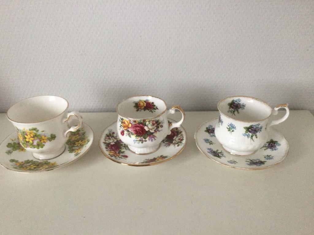 3 mooie Engelse kop en schoteltjes heel mooi, Ophalen of Verzenden