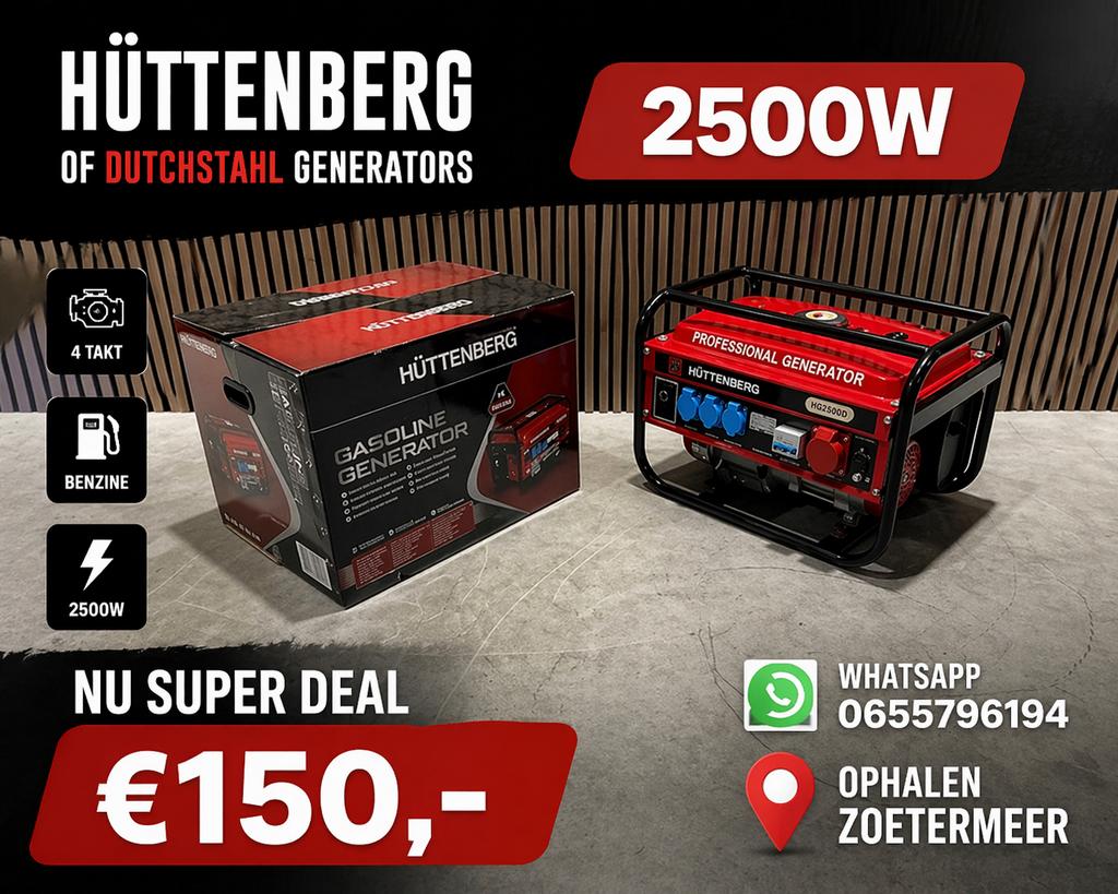 ACTIE! 2500W Generator €150,-, Ophalen, -, -, Nieuw