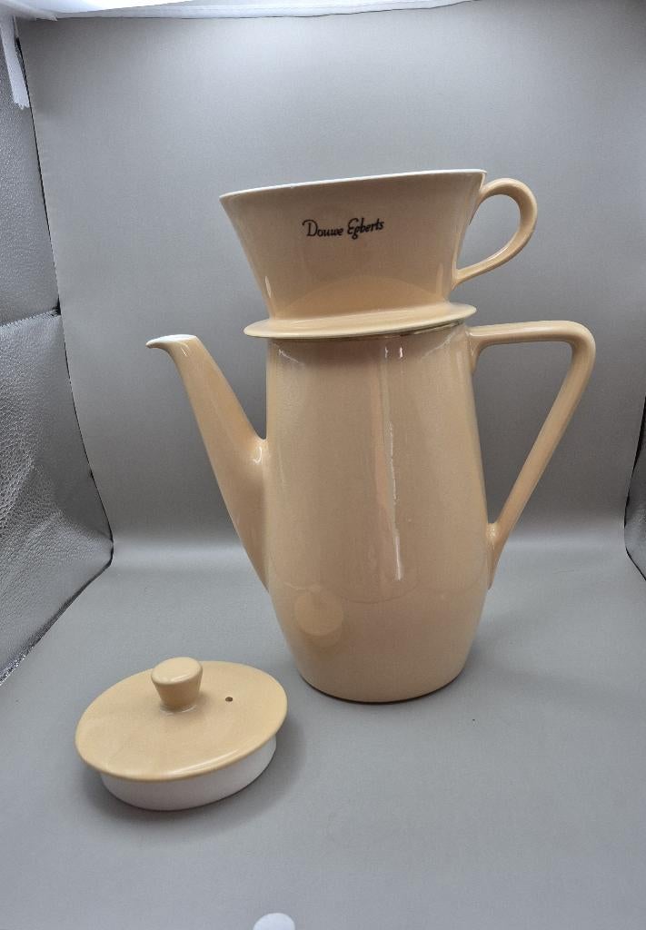 Vintage Douwe Egberts koffiepot met filter, Keramiek, Overige typen, Ophalen of Verzenden, Zo goed als nieuw