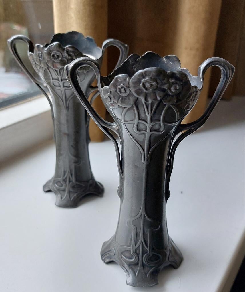 Vintage Art Nouveau vaasjes ca 1900-1910 WMF Duitsland, Ophalen of Verzenden