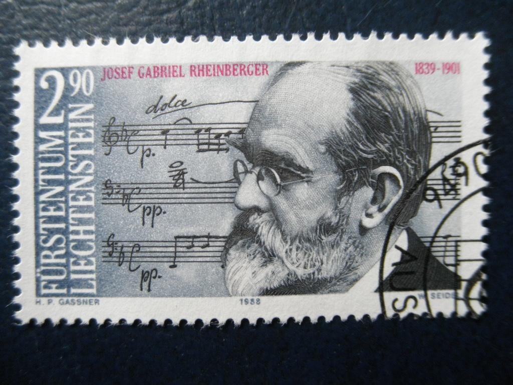 ostzegels Liechtenstein 1989 Rheinberger muziek - cw € 4,50, Ophalen of Verzenden, Overige landen, Gestempeld