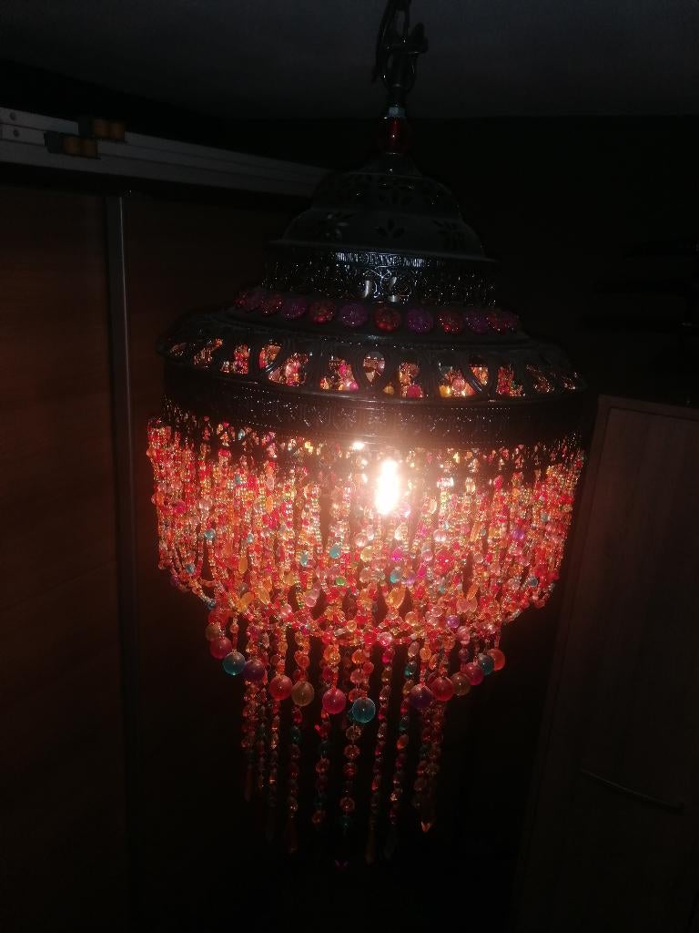 kralen hanglamp, Huis en Inrichting, Lampen | Hanglampen, Ophalen, Gebruikt, Metaal, 50 tot 75 cm