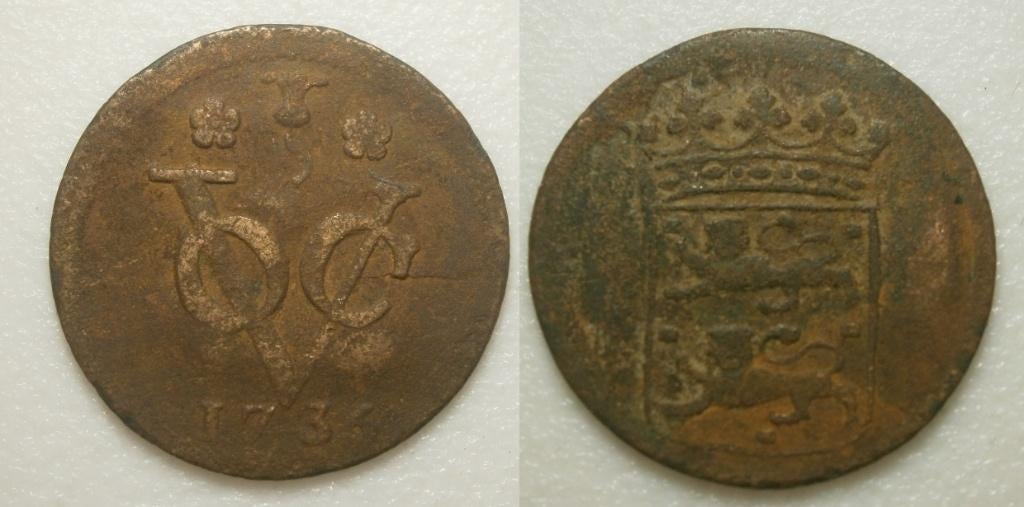 West Friesland VOC Duit 1736 - Zeer Zeldzaam - RR, Ophalen of Verzenden, Vóór koninkrijk, 1 cent, Losse munt